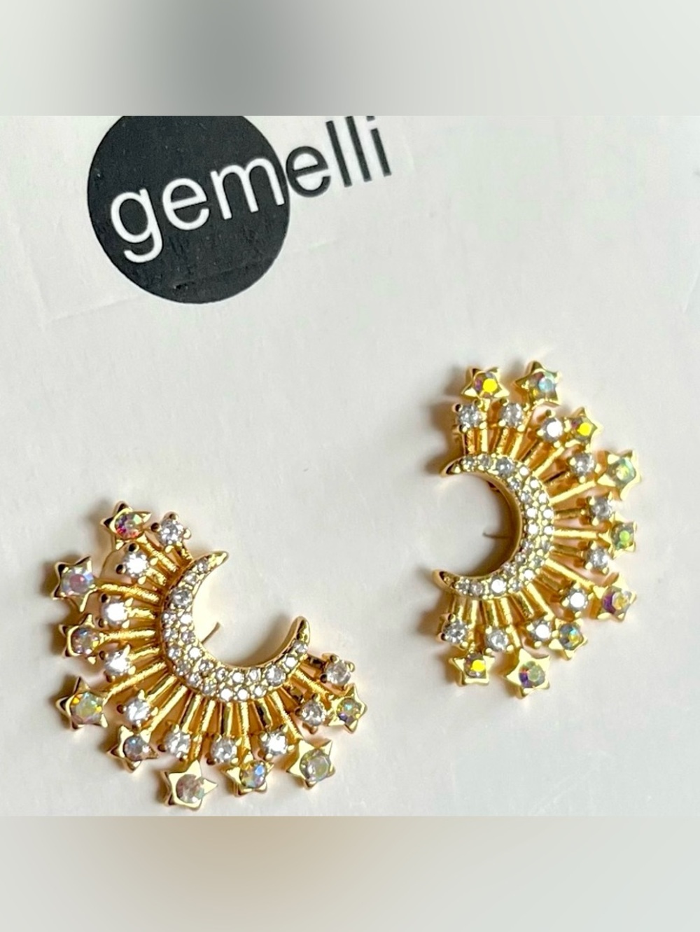 GEMELLI 18k gold plated stud starburst earrings dichroic glass